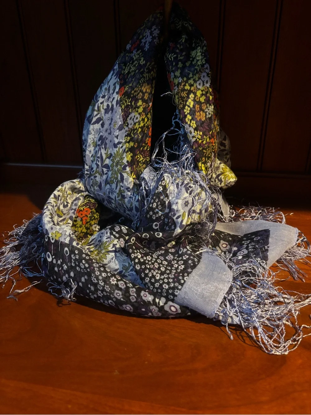 Large floral tassels square scarf